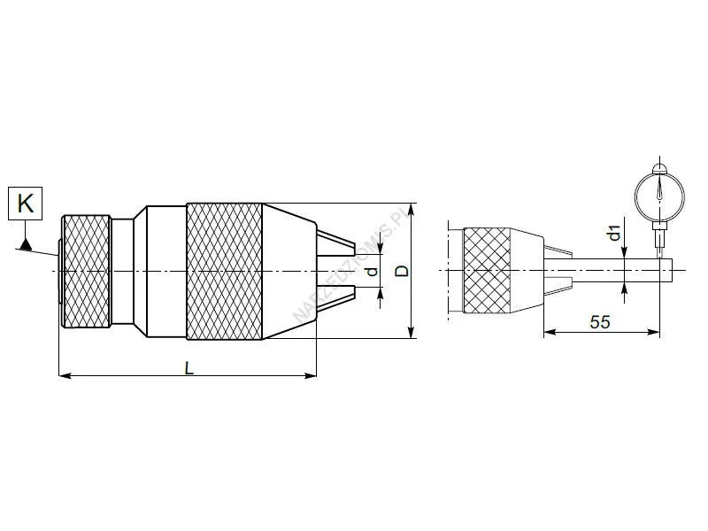 Rysunek techniczny: Uchwyt wiertarski bezkluczykowy: T.5133 FI10 B12 KL.I - KOLNO